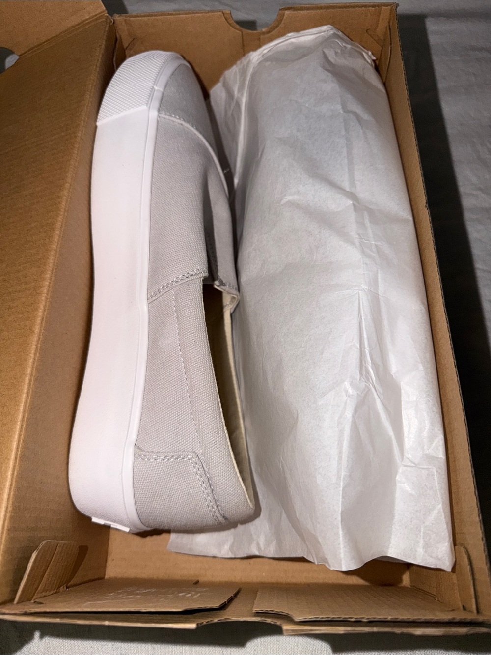 Toms Women's Slip-On Canvas Sneakers in Light Gray and White